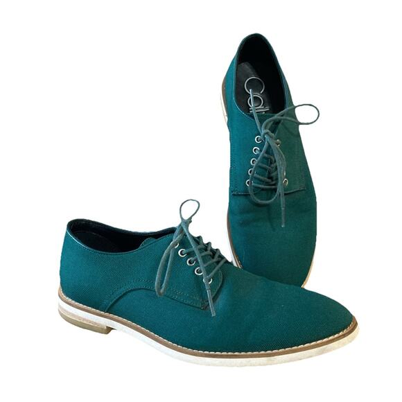 Calvin Klein Mens Green Oxford 34F0456 Designer Shoes Sz 9 Atlee Prom Wedding - Picture 1 of 7